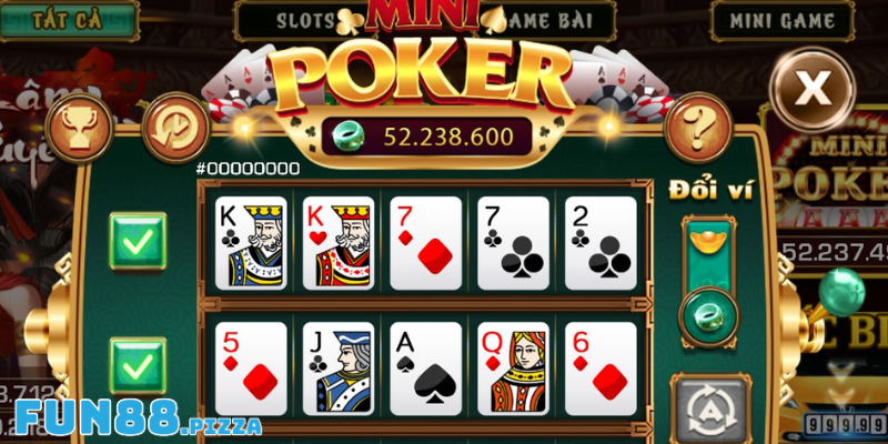 Mini Poker Fun88 — Video Poker 5 Lá, Tổ Hợp Thắng & Chiến Thuật 2 Cách chơi đơn giản của tựa game Mini Poker Fun88
